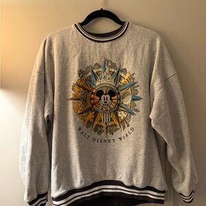 Disney parks Gray Crewneck Sweater with Mickey embroidery Walt Disney world